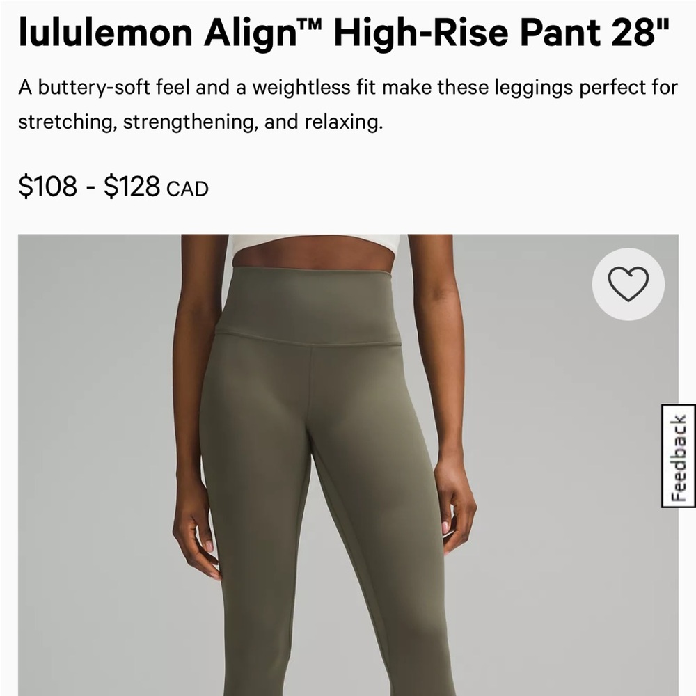 Lululemon Align High-Rise Pant Dark Olive Green